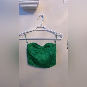 Strapless green silk Zara top